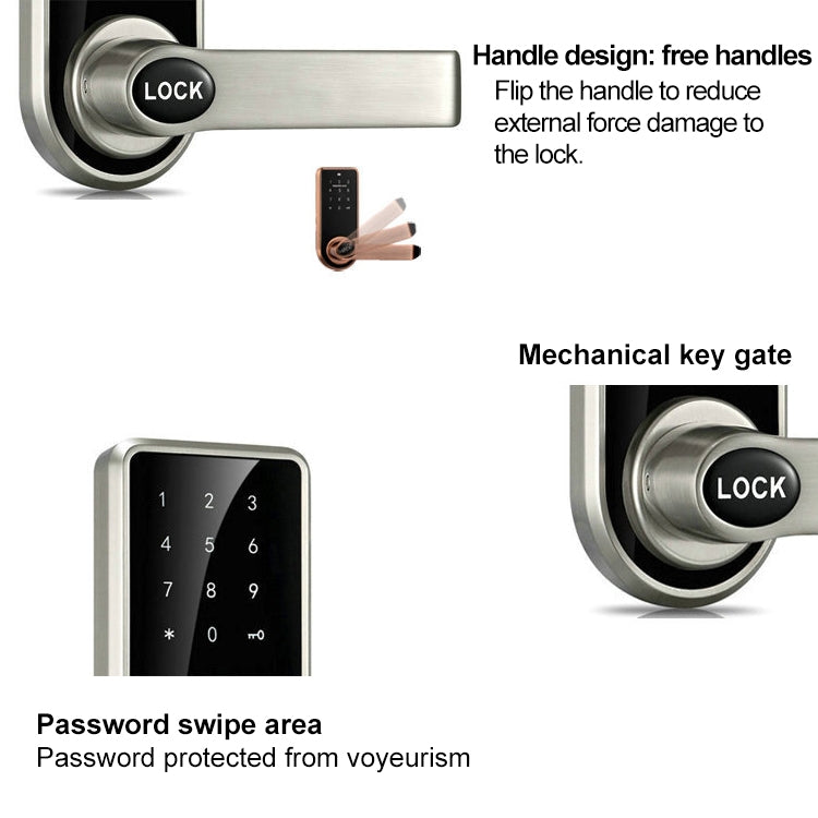 OS8818 Password + Key + Sensor Card Zinc Alloy Electronic Door Lock Touch Screen Electronic Code Lock, OS8818 OS8818 Password + Key + Sensor Card Zinc Alloy Electronic Door Lock Touch Screen Electronic Code Lock, OS8818